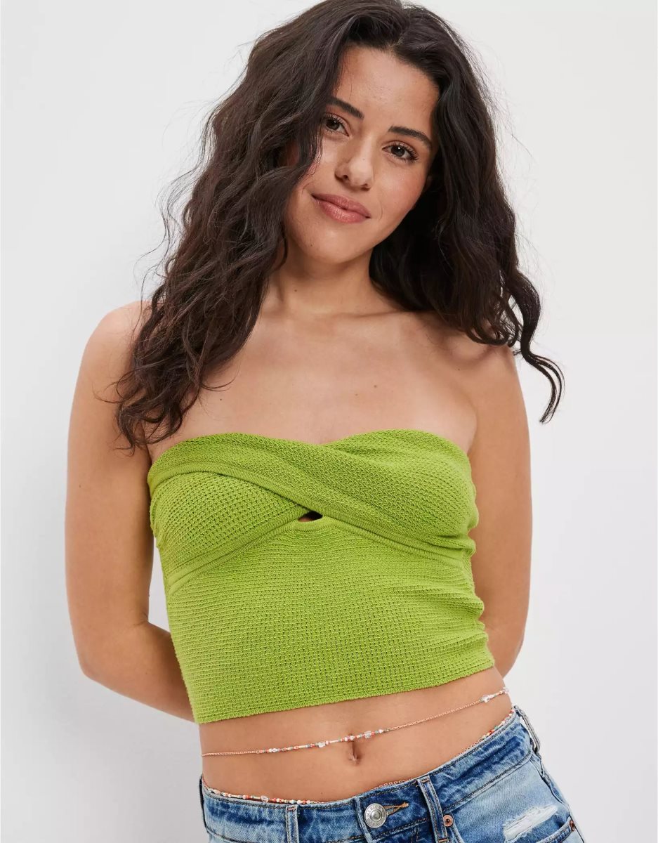 Chandails American Eagle AE Knit Twist Tube Top Vert Femme | QML-77016105